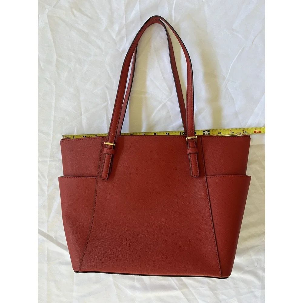 NEW Michael Kors Jet Set Top-Zip Saffiano Leather Red No Tags